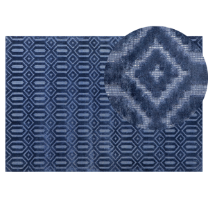 Beliani Rug Blue Viscose 140 x 200 cm Geometric Pattern Hand Woven Flatweave Material:Viscose Size:xx140