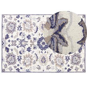 Beliani Area Rug Beige and Blue Wool 160 x 230 cm Thick Dense Pile Oriental Pattern Material:Wool Size:xx160