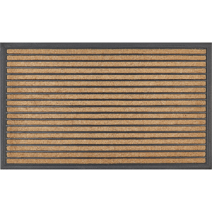 Beliani Doormat Natural Polyester Black Rubber Backing Anti-Slip 45 x 75 cm Striped Pattern Modern Indoor Decoration Material:Polyester Size:xx75