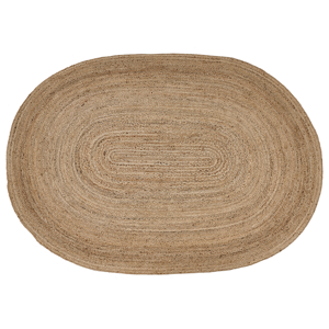 Beliani Area Rug Beige Jute 160 x 230 cm Braided Oval Underfloor Heating Suitable Natural Living Room Bedroom Material:Jute Size:xx160