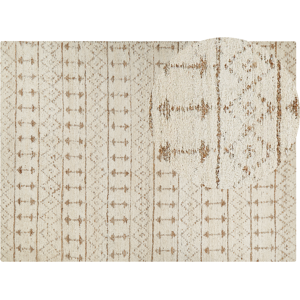 Beliani Modern Area Rug Beige 300 x 400 cm Rectangular Handwoven Reversible Low Pile Modern Living Room Bedroom Material:Cotton Size:xx300