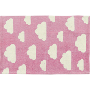 Beliani Area Rug Pink Cloud Print 60 x 90 cm Low Pile Runner for Children Playroom  Material:Cotton Size:xx60