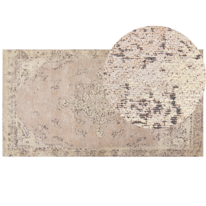 Beliani Area Rug Beige Cotton Polyester 80 x 150 cm Oriental Pattern Distressed Vintage Home Decor Material:Cotton Size:xx80