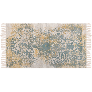 Beliani Viscose Area Rug Yellow and Green 80 x 150 cm Oriental Distressed Living Room Bedroom Material:Viscose Size:xx80