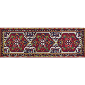 Beliani Area Rug Red Polyester 70 x 200 cm Runner Oriental Vintage Living Room Bedroom Hallway Material:Polyester Size:xx70