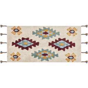 Beliani Area Rug Multicolour Cotton 80  x 150  cm Rectangular Hand Tufted Tribal Motif Living Room Bedroom Material:Cotton Size:xx80