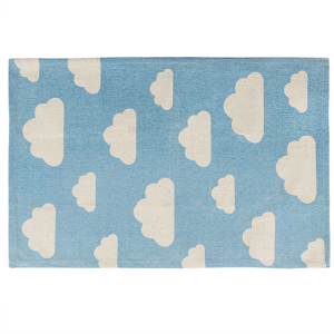 Beliani Area Rug Blue Cloud Print 60 x 90 cm Low Pile Runner for Children Playroom  Material:Cotton Size:xx60