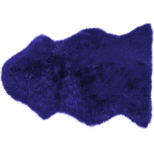 Beliani Sheepskin Rug Navy Blue 65 x 110 cm Natural High Pile Rustic Style Material:Sheepskin Size:xx65