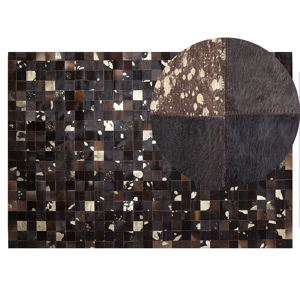 Beliani Rug Brown Genuine Leather 140 x 200 cm Cowhide Multiple Squares Hand Crafted Material:Cowhide Leather Size:xx140