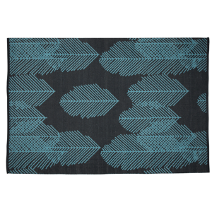 Beliani Area Rug Black Blue Fabric 140 x 200 cm Reversible Outdoor Indoor Modern Material:PVC Size:xx140