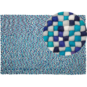 Beliani Area Rug Blue 160 x 230 cm Wool Felt Ball Hand-Woven Material:Wool Size:xx160