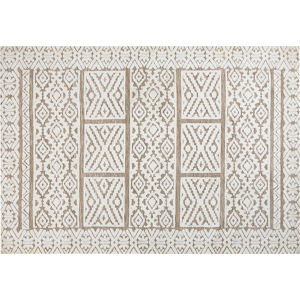 Beliani Area Rug Off-White and Beige Polyester 160 x 230 cm Abstract Pattern Motif Living Room Bedroom Modern Design Material:Polyester Size:xx160