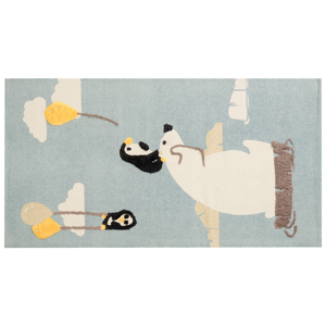 Beliani Area Rug Multicolor Polar Bear Print 80 x 150 cm Low Pile Runner for Children Playroom  Material:Cotton Size:xx80