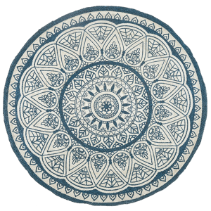 Beliani Area Rug Blue Hemp ø 120 cm Round Hand Woven Oriental Boho Material:Jute Size:xx120