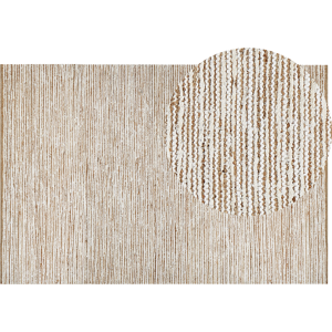 Beliani Modern Area Rug Beige and White 200 x 300 cm Rectangular Handwoven Reversible Low Pile Modern Living Room Bedroom Material:Cotton Size:xx200