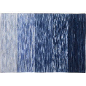 Beliani Rug Blue Wool and Polyester 140 x 200 cm Hand Woven Modern Design Material:Wool Size:xx140