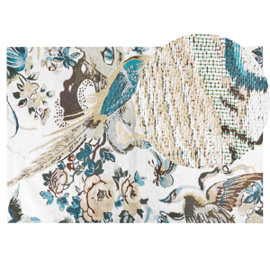 Beliani Area Rug Carpet Multicolour Cotton Leaves Flowers Motif 140 x 200 cm Rustic Boho Material:Cotton Size:xx140