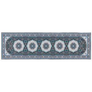 Beliani Runner Rug Blue Polyester 60 x 200 cm Oriental Pattern Anti-Slip Bottom Vintage Style Modern Hallway Material:Polyester Size:xx60