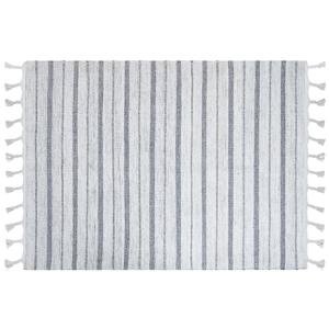 Beliani Area Rug Off White Fabric 140 x 200 cm Living Room Bedroom Stripe Pattern Modern Material:Synthetic Material Size:xx140