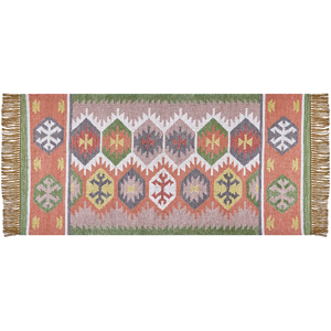 Beliani Area Rug Multicolour 80 x 150 cm Synthetic Material Decorative Tassels Indian Style Indoor Outdoor  Material:Synthetic Material Size:xx80