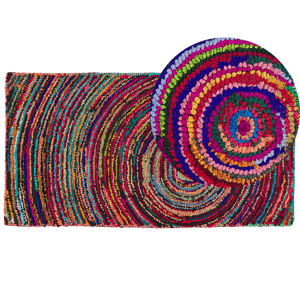 Beliani Area Rug Multicolour with Cotton 80 x 150 cm Rectangular Abstract Pattern Hand Woven Boho Material:Polyester Size:xx80
