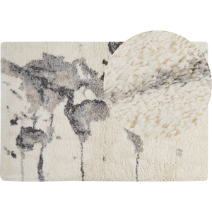 Beliani Area Rug Light Beige and Grey 200 x 300 cm Shaggy Rectangular Abstract Pattern Boho Traditional Style Living Room Bedroom Material:Polypropylene Size:xx200