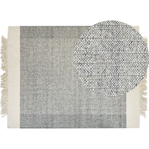 Beliani Area Rug Grey and Off-White Wool 160 x 230 cm Rectangular Hand Woven Modern Design Material:Wool Size:xx160