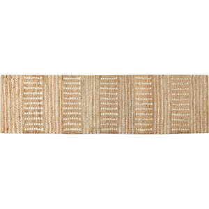 Beliani Runner Rug Beige Jute 80 x 300 cm Striped Pattern Hand Woven Boho Hallway Bedroom Material:Jute Size:xx80