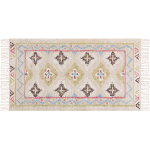 Beliani Area Rug Multicolour Jute 80 x 150 cm Rectangle with Tassels Handwoven Boho Style Living Room Bedroom Material:Jute Size:xx80