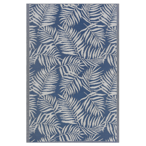 Beliani Outdoor Rug Mat Blue Synthetic 120 x 180 cm Palm Leaf Floral Pattern Modern Balcony Patio Terrace Material:Polypropylene Size:xx120