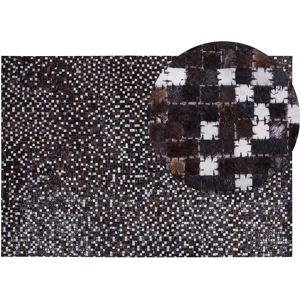 Beliani Area Rug Brown with Silver Leather 140 x 200 cm Rustic Patchwork  Material:Cowhide Leather Size:xx140