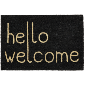 Beliani Doormat Black Natural Coir PVC Backing Anti-Slip 40 x 60 cm Welcome Text Motif Modern Indoor Decoration Material:Coir Size:xx40