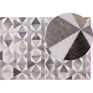 Beliani Area Rug Grey Leather 140 x 200 cm Patchwork Cowhide Geometric Rectangular Modern Material:Cowhide Leather Size:xx140