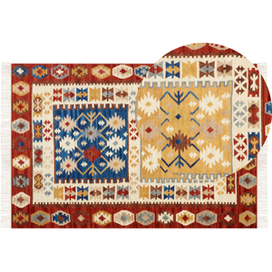 Beliani Kilim Area Rug Multicolour Wool 200 x 300 cm Hand Woven Flat Weave Oriental Pattern with Tassels Traditional Living Room Bedroom Material:Wool Size:xx200