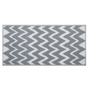 Beliani Outdoor Rug Mat Grey Synthetic 90 x 180 cm Chevron Geometric Pattern Eco Friendly Modern Material:Polypropylene Size:xx90