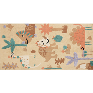 Beliani Kids Area Rug Multicolour 80 x 150 cm Cotton Animal Natural Pattern Handwoven Floor Playmat Material:Cotton Size:xx80