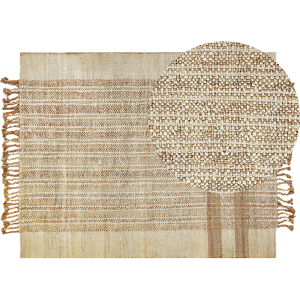 Beliani Area Rug Beige Jute 160 x 230 cm Rectangular with Tassels Geometric Pattern Handwoven Boho Style Bedroom Living Room Material:Jute Size:xx160