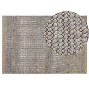Beliani Area Rug Grey 140 x 200 cm Wool Handwoven Living Room Bedroom Accessory Material:Wool Size:xx140