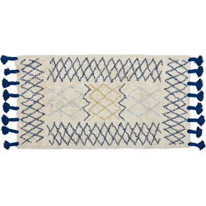 Beliani Rug Beige Cotton 80 x 150 cm Geometric Pattern Hand Tufted Tassels Flatweave Living Room Bedroom Material:Cotton Size:xx80