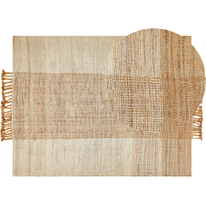 Beliani Area Rug Beige Jute 160 x 230 cm Rectangular with Tassels Geometric Pattern Handwoven Boho Style Bedroom Living Room Material:Jute Size:xx160