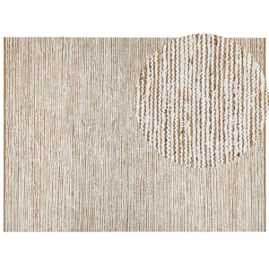Beliani Modern Area Rug Beige and White 300 x 400 cm Rectangular Handwoven Reversible Low Pile Modern Living Room Bedroom Material:Cotton Size:xx300