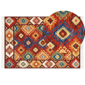 Beliani Kilim Area Rug Multicolour Wool 160 x 230 cm Hand Woven Flat Weave Oriental Pattern with Tassels Traditional Living Room Bedroom Material:Wool Size:xx160
