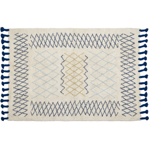 Beliani Rug Beige Cotton 160 x 230 cm Geometric Pattern Hand Tufted Tassels Flatweave Living Room Bedroom Material:Cotton Size:xx160