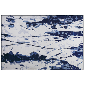 Beliani Rug White and Blue 160 x 230 cm Abstract Paint Effect Printed Low Pile Modern Material:Polyester Size:xx160