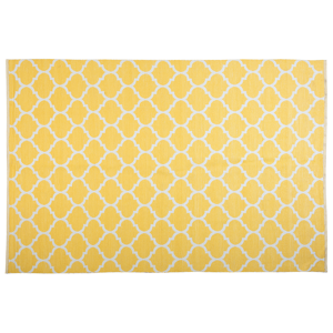 Beliani Area Rug Yellow Fabric 160 x 230 cm Reversible Outdoor Indoor Moroccan Material:PVC Size:xx160