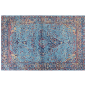 Beliani Area Rug Blue Cotton Polyester 200 x 300 cm Oriental Pattern Distressed Vintage Home Decor Material:Cotton Size:xx200