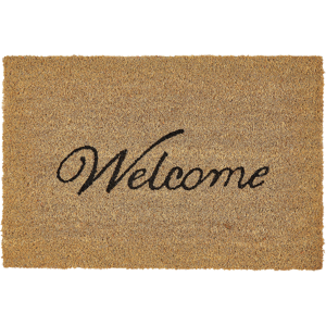 Beliani Doormat Natural Coir PVC Backing Anti-Slip 40 x 60 cm Welcome Caption Text Motif Modern Indoor Decoration Material:Coir Size:xx60