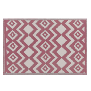 Beliani Area Rug Pink Synthetic Material 120 x 180 cm Indoor Outdoor Geometric Zigzag Pattern Modern Balcony Patio Material:Polypropylene Size:xx120