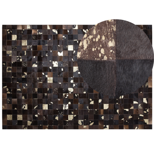 Beliani Rug Brown Genuine Leather 160 x 230 cm Cowhide Multiple Squares Hand Crafted Material:Cowhide Leather Size:xx160