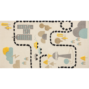 Beliani Area Rug Multicolour Cotton Polyester 80 x 150 cm City Motif Low Pile Runner for Children Playroom  Material:Cotton Size:xx80